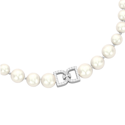 DD Pärlhalsband Diamanter - Silver