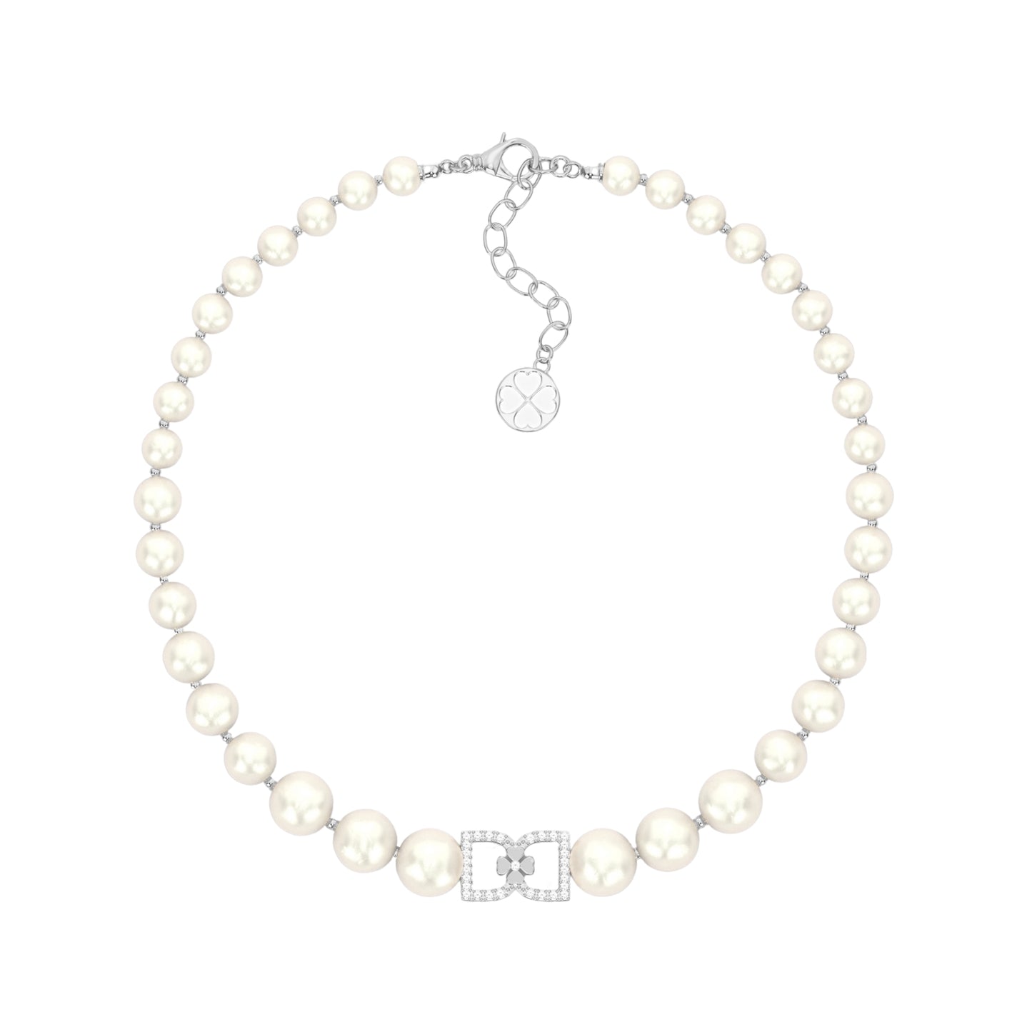 DD Pärlhalsband Diamanter - Silver