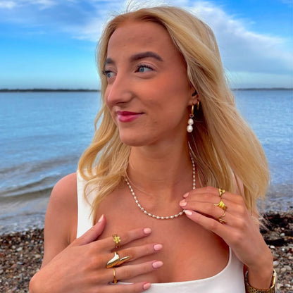 Mira Perle Øreringe - Guld