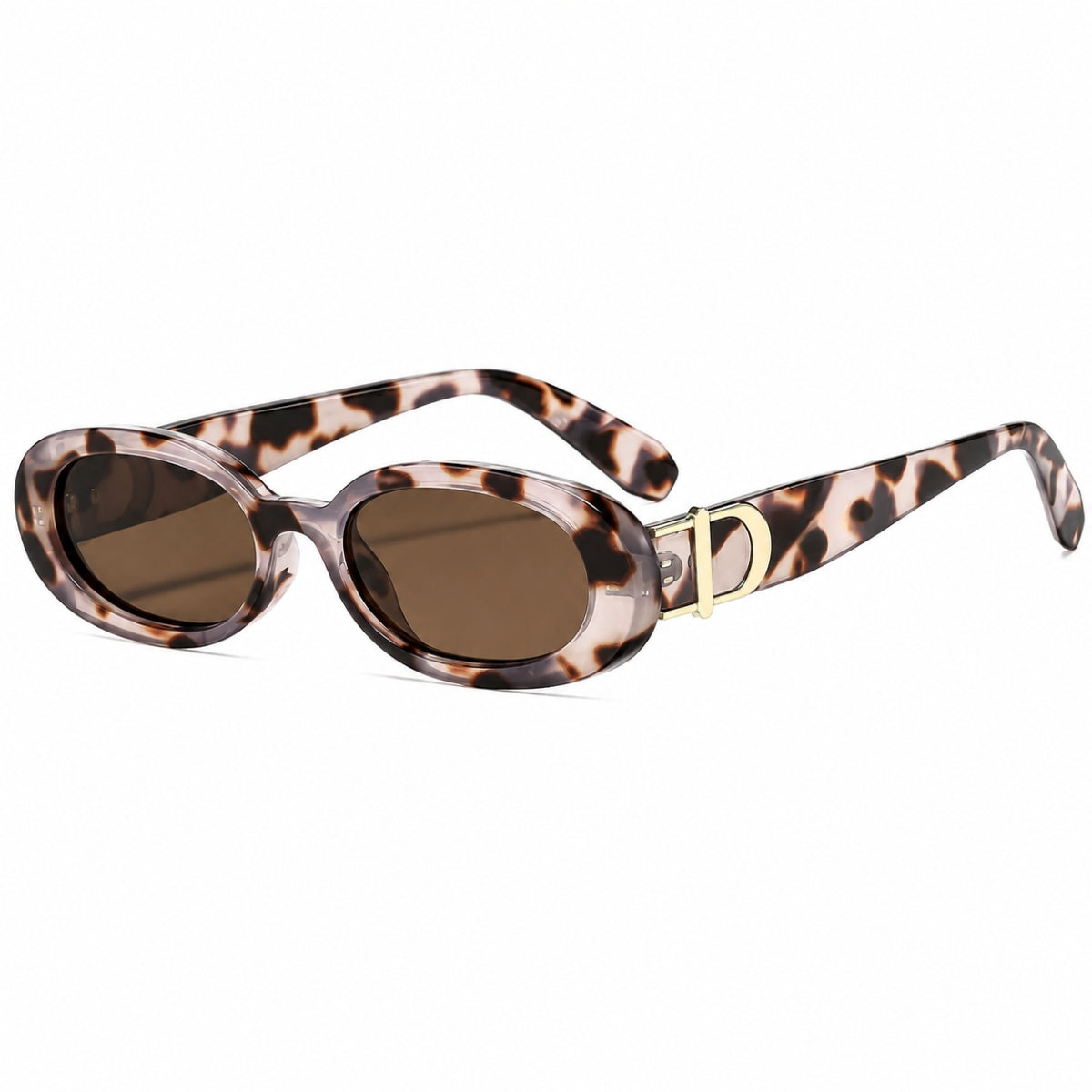 DD Sonnenbrille Oval - Weiß Leopard