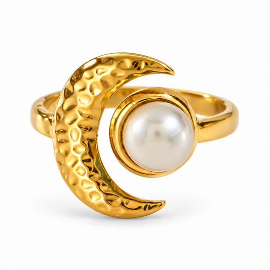 Selene Moon Ring - Gold/White
