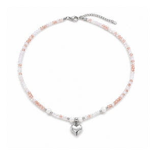 Elia Heart Pearl Necklace - Silver